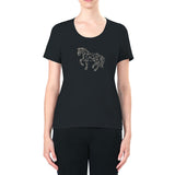 Large Irideon Celestial Horse Printed Cotton Fitted Swing Tee Shirt