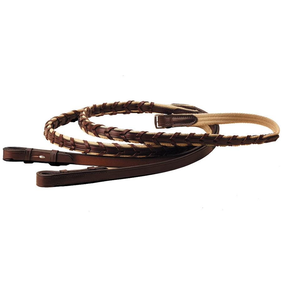 5/8"X54" Tory Leather Bridle Cotton Web Cross Country Reins Center by Hilason – Cowboy and equestrian accessories