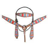 Western Horse Headstall Breast Collar Set American Leather Serape Hilason