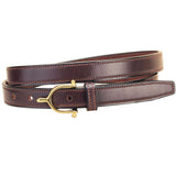 24" Tory Bridle Leather Belt Stitched Edges Brass Buckle Havana