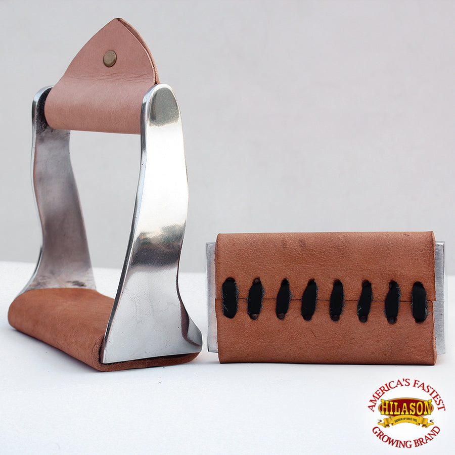 HILASON Horse Western Wisted Aluminum Stirrups with Leather Tack | Saddle Hand-Braided