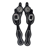 Hilason W. Leather Spur Straps Black With Studs And Concho by Hilason – Cowboy and equestrian accessories