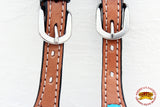 Hilason Western Leather Spur Straps Brown Floral Hand Paint Turquoise