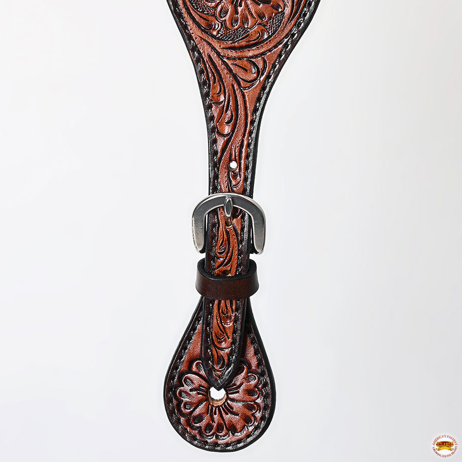 Hilason Western Leather Spur Straps Brown Floral Carving Rustic Vintage