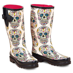 M&F Western Womens Cream Sugar Skull Design Round Toe Leg