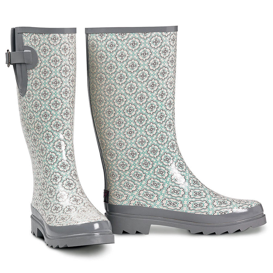 size 9 Blazin Roxx women's Rain Boot Gray Geometric Round Toe Jayla Style - Uhorse