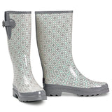 M&F Western Rain Boot Womens Gray Geometric Design Round Toe Jayla Style