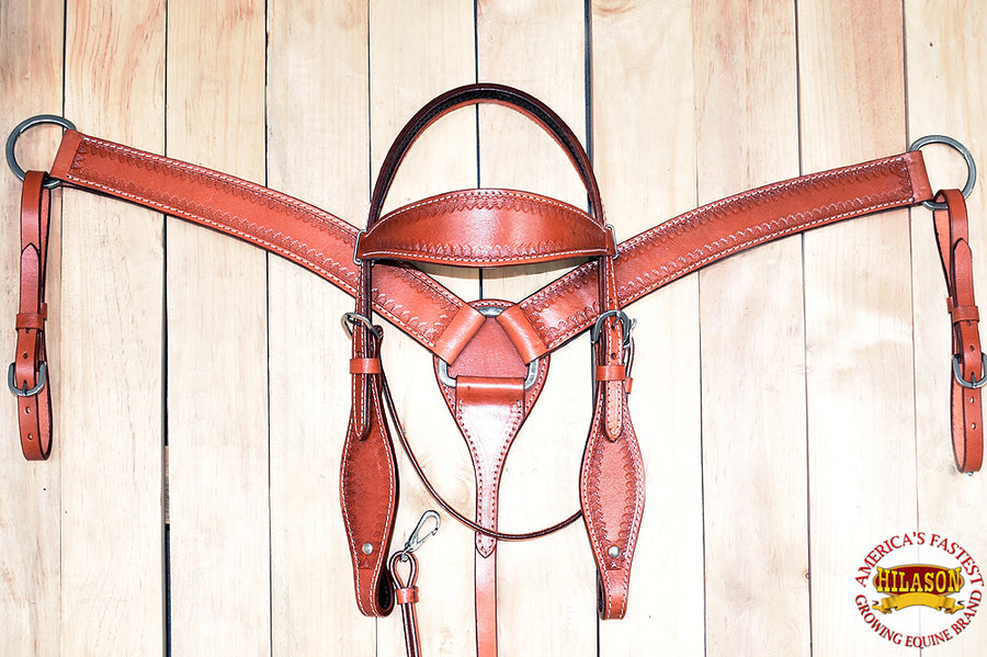 HILASON W. Genuine American Leather H. Headstall & Breast Collar Set – by Hilason – Cowboy and equestrian accessories