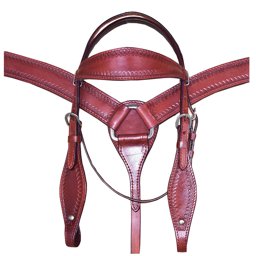 HILASON Western Genuine American Leather Horse Headstall and Breast Collar Set - Uhorse