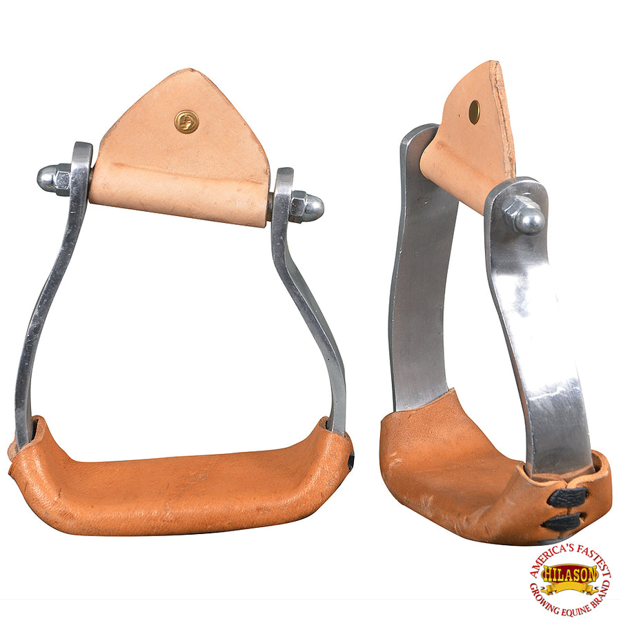 HILASON Aluminum Western Horse Saddle Stirrups with Leather | Lightweight - Uhorse