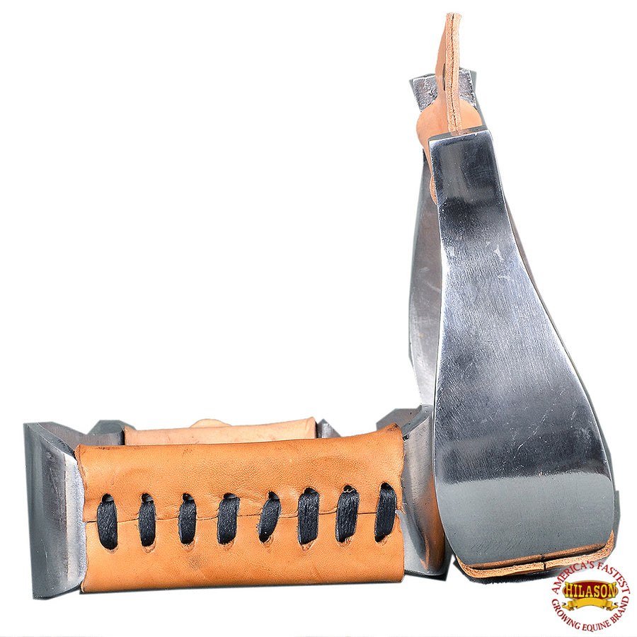HILASON Aluminum Western Horse Saddle Stirrups with Leather | Hand-Braided
