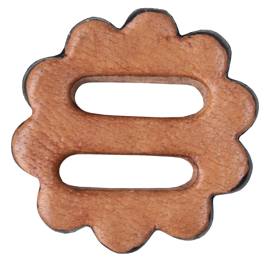 06 Pack Hilason Slotted Scalloped Leather Rosette Concho Saddle Tack Tan 1-1/4" - Uhorse