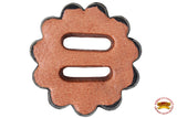 Hilason Slotted Scalloped Leather Rosette Concho Saddle Tack Tan 1-1/2"