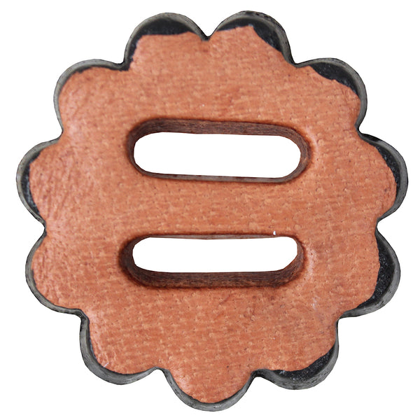 Hilason Slotted Scalloped Leather Rosette Concho Saddle Tack Tan 1-1/2" - Uhorse