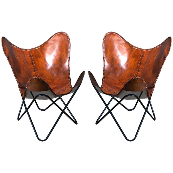Pair Genuine Leather Butterfly Chair Folding Modern Sling Accent Seat by Hilason – Cowboy and equestrian accessories