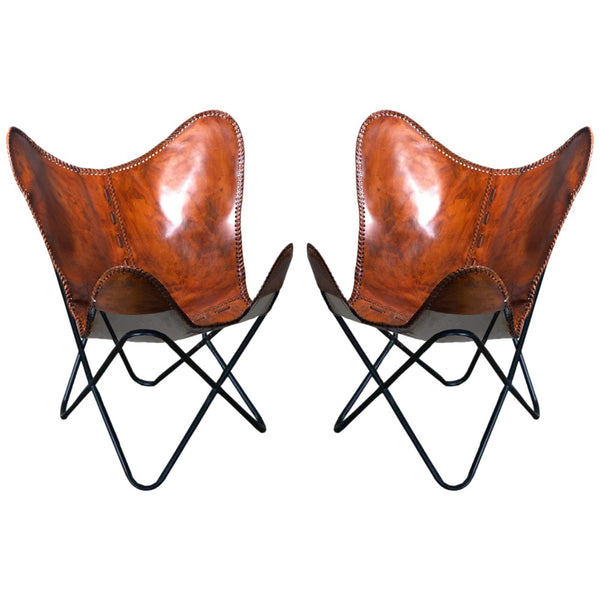 Pair Genuine Leather Butterfly Chair Folding Modern Sling Accent Seat by Hilason – Cowboy and equestrian accessories
