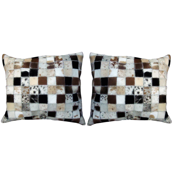 Hilason Cowhide Leather Hair-On Patchwork Cushion Pillow Cover - Uhorse