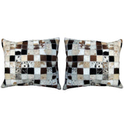 Hilason Cowhide Leather Hair-On Patchwork Cushion Pillow Cover