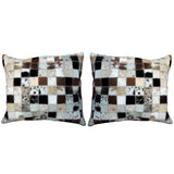 Hilason Cowhide Leather Hair-On Patchwork Cushion Pillow Cover – by Hilason – Cowboy and equestrian accessories
