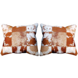 Hilason Set Of 2 Cowhide Leather Hair-On Patchwork Cushion Pillow Cover 16 X - Uhorse