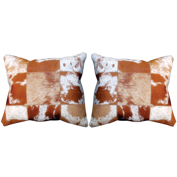 Hilason Cowhide Leather Hair-On Patchwork Cushion Pillow Cover - Uhorse