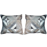 Hilason Set Of 2 Cowhide Leather Hair-On Patchwork Cushion Pillow Cover 16 X - Uhorse