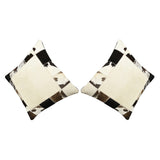 Hilason Set Of 2 Cowhide Leather Hair-On Patchwork Cushion Pillow Cover 16 X - Uhorse