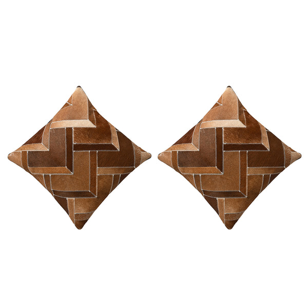 Hilason Cowhide Leather Hair-On Patchwork Cushion Pillow Cover - Hilason