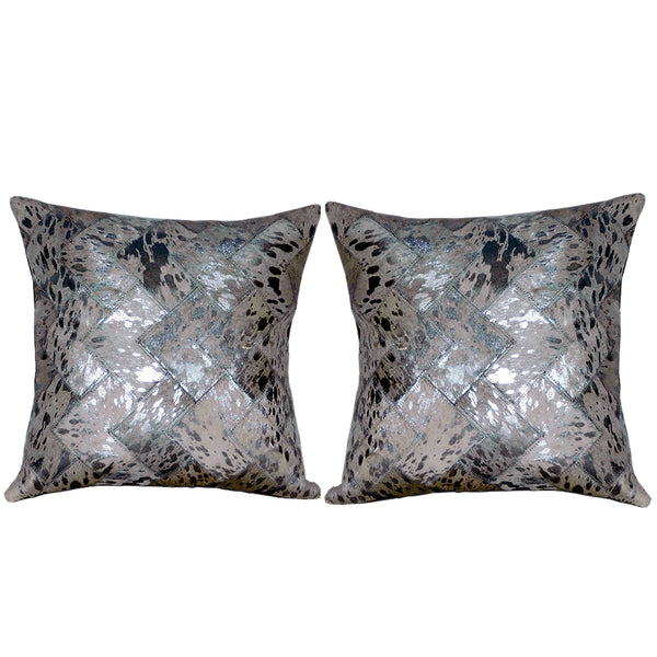 Hilason Cowhide Leather Hair-On Patchwork Cushion Pillow Cover – by Hilason – Cowboy and equestrian accessories