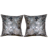 Hilason Set Of 2 Cowhide Leather Hair-On Patchwork Cushion Pillow Cover 16 X - Uhorse