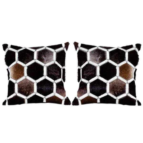 Hilason Cowhide Leather Hair-On Patchwork Cushion Pillow Cover - Uhorse