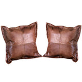 Hilason Set Of 2 Genuine Antique Vintage Leather Pillow Cushion Cover 18 X - Uhorse