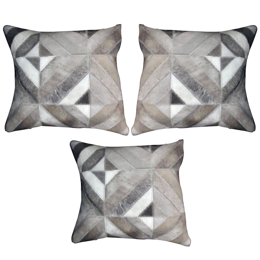 Decorative throw pillow with geometric pattern in gray and white - Uhorse