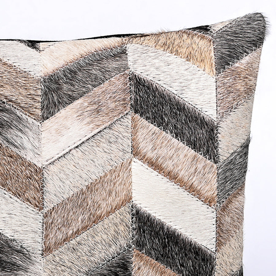 Hilason Set Of 3 Cowhide Leather Hair-On Patchwork Cushion Pillow Cover 16 X