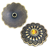 16 Hilason Antique Brass Berry Concho Topaz Stone Saddle H. 1.25" – by Hilason – Cowboy and equestrian accessories