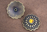 1.5 Inch HILASON Western Screw Back Concho Antique Brass W/ Yellow Crystals