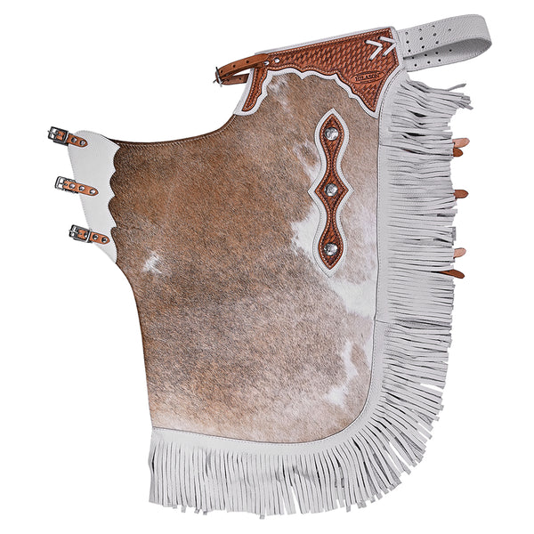 Hilason Western Bull Riding Chinks Chaps Adult Pro Rodeo Bronc Leather Natural - Uhorse