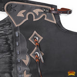 HILASON Adult Pro Rodeo Bronc Bull-Riding Genuine Leather Chinks | Handmade Chaps Western Riding for Adults Hand Tooled