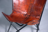 Genuine Leather Butterfly Chair Lounge Modern Sling Accent Seat