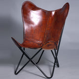 Genuine Leather Butterfly Chair Lounge Modern Sling Accent Seat