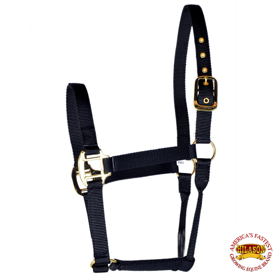 Hilason Premium Nylon H. Halter Black Rolled Throat Strap by Hilason – Cowboy and equestrian accessories