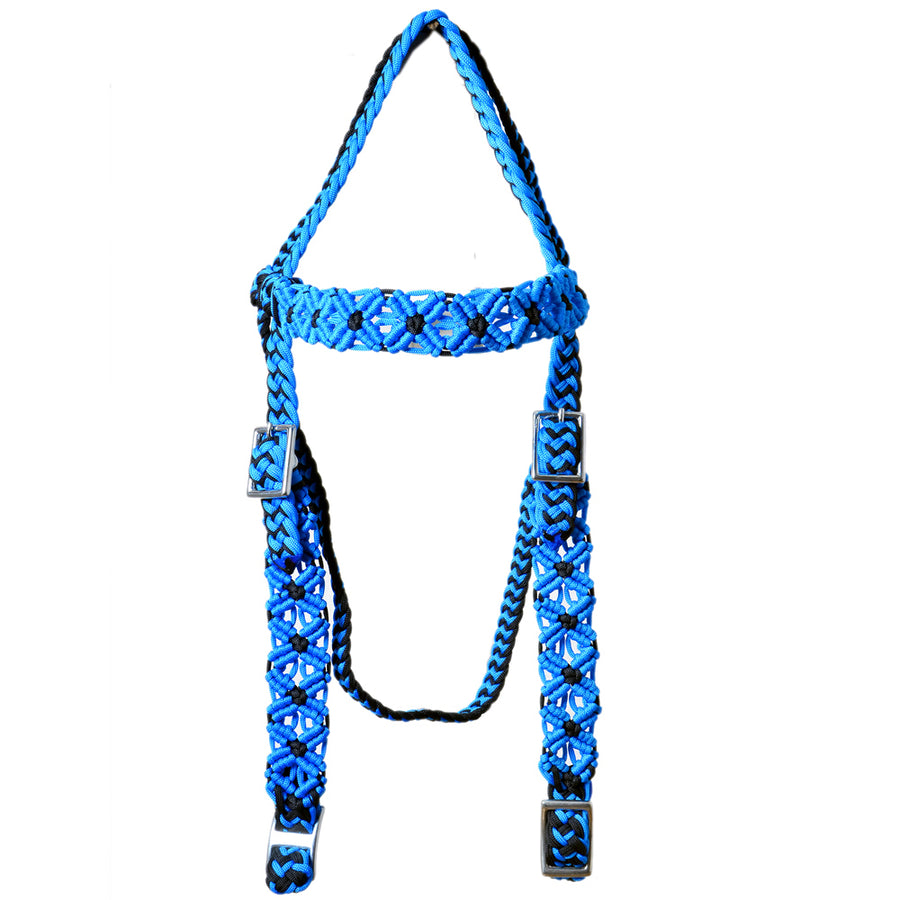 Hilason Horse Bridle Headstall Flat Braided Paracord Hilason Turquoise - Uhorse