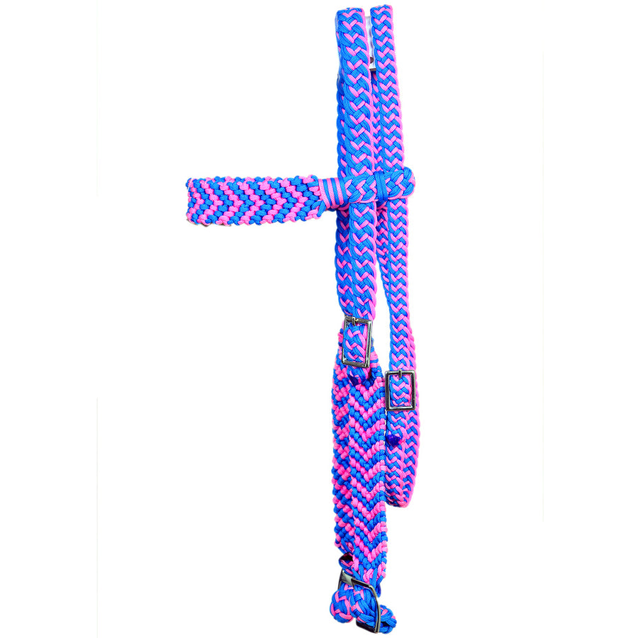Turquoise / Pink Horse Bridle Headstall Flat Braided Paracord Hilason - Uhorse