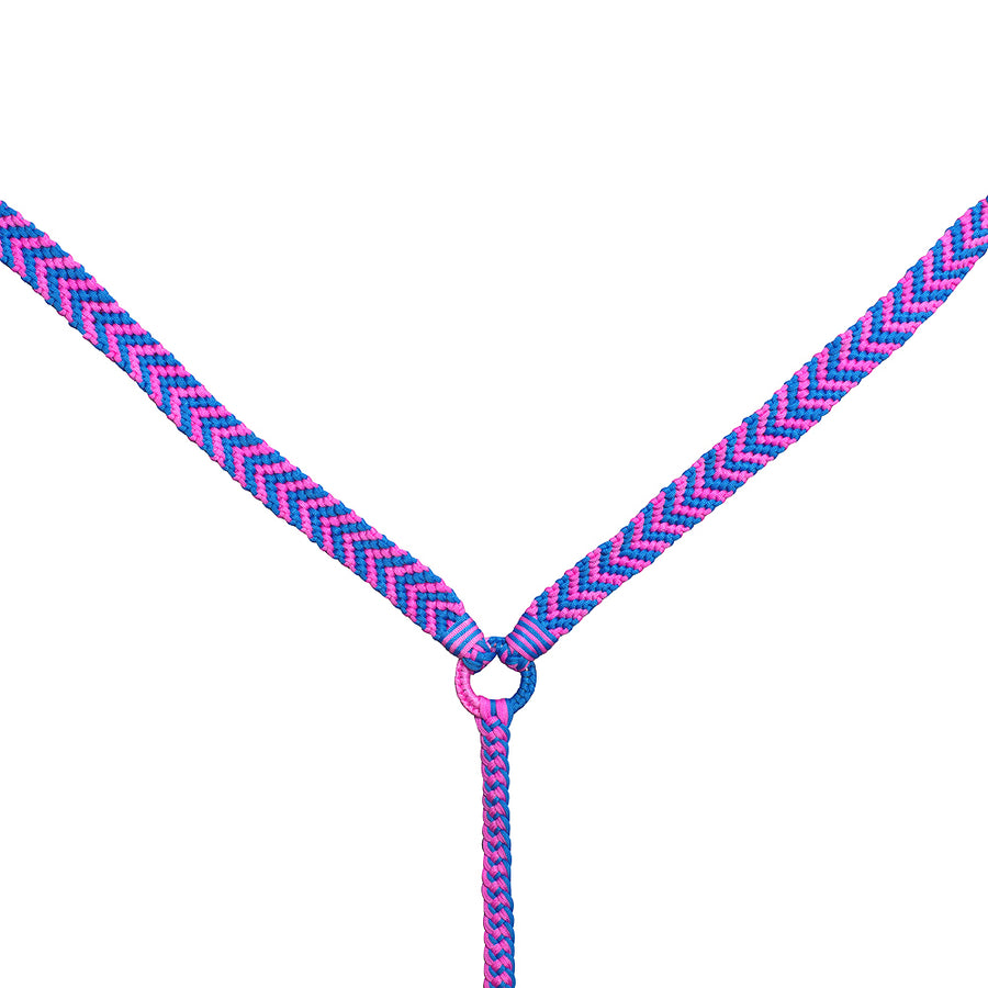 Hilason Horse Breast Collar Flat Braided Paracord Turquoise / Pink - Uhorse