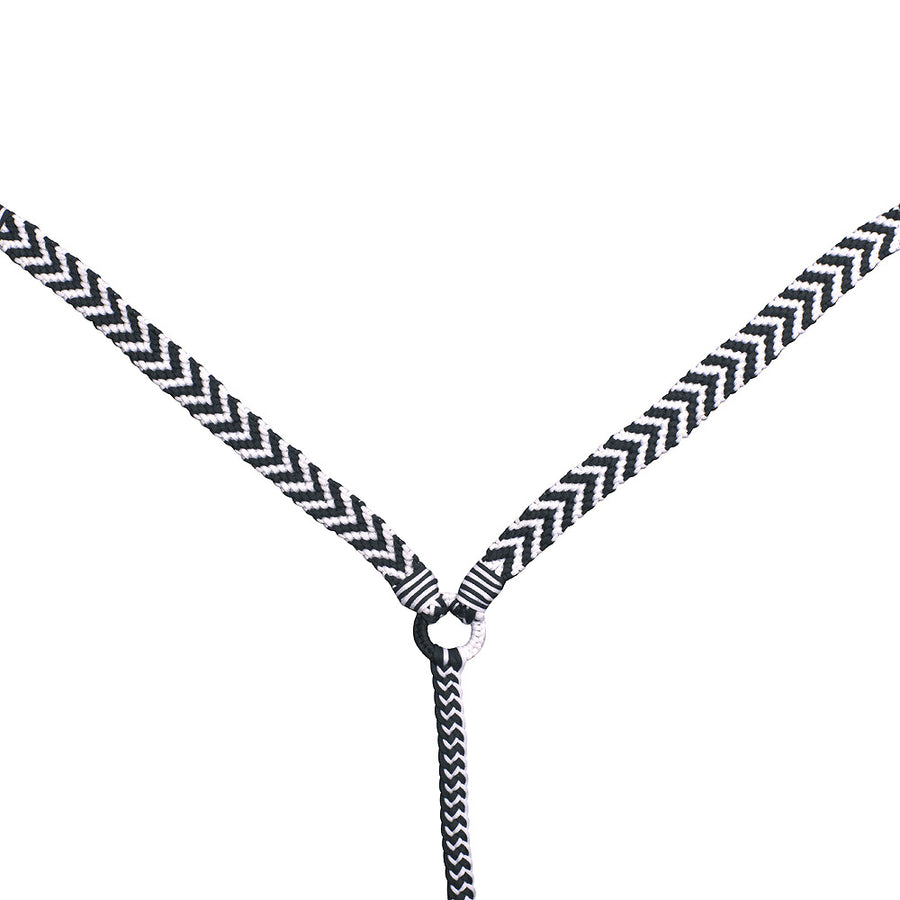 Hilason Horse Breast Collar Flat Braided Paracord Black / White - Uhorse