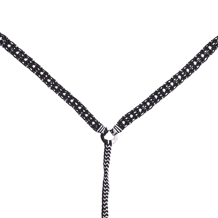 Hilason Horse Breast Collar Braided Paracord Black / White - Uhorse