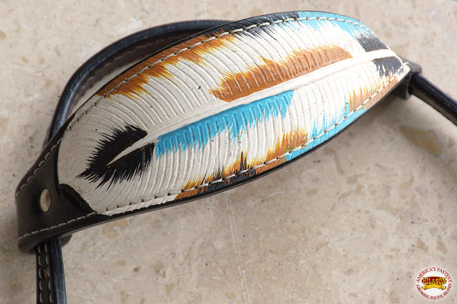Hilason Western Horse One Ear Headstall American Leather Feather Black