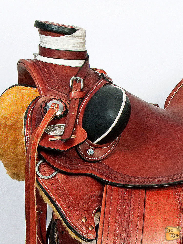 HILASON Western Horse Wade Saddle American Leather Ranch Roping Mahogany | Hand Tooled & For Horses