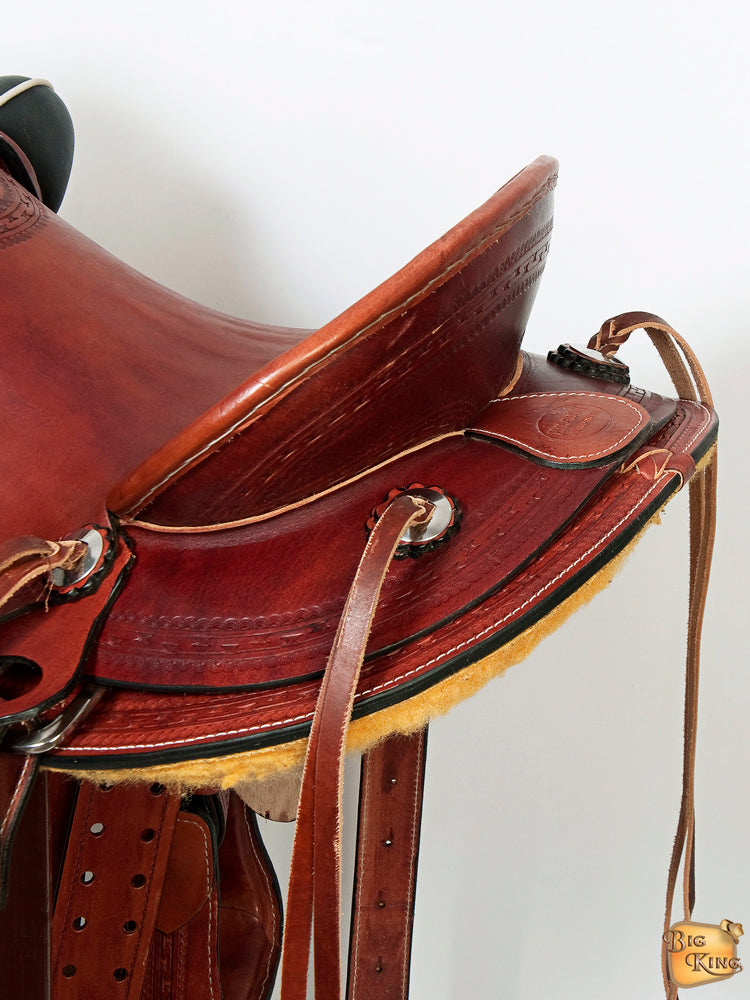 HILASON Western Horse Wade Saddle American Leather Ranch Roping Mahogany | Hand Tooled & For Horses
