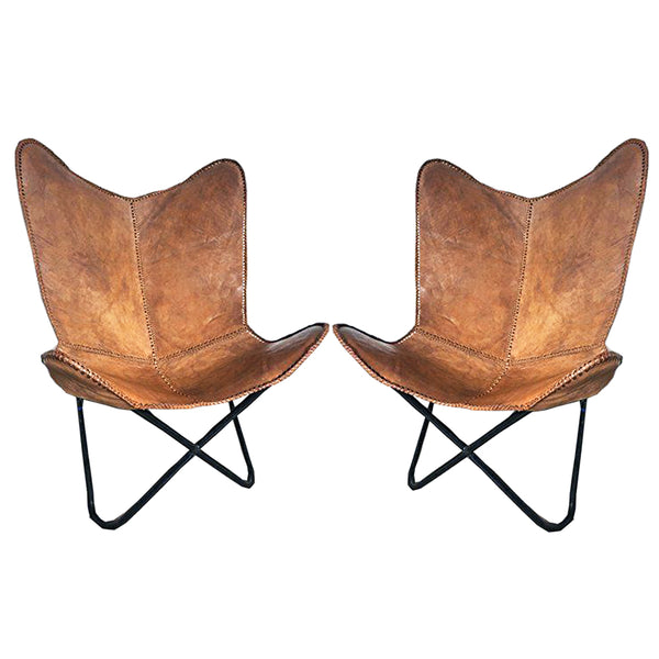 Pair Genuine Leather Butterfly Chair Modern Sling Accent Seat – by Hilason – Cowboy and equestrian accessories